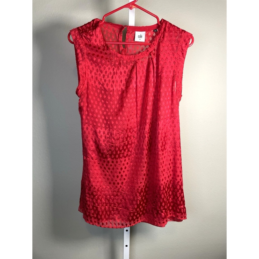 Cabi Red Tank Top Blouse Small Sleveless Shirt Office Career Feminine Bright